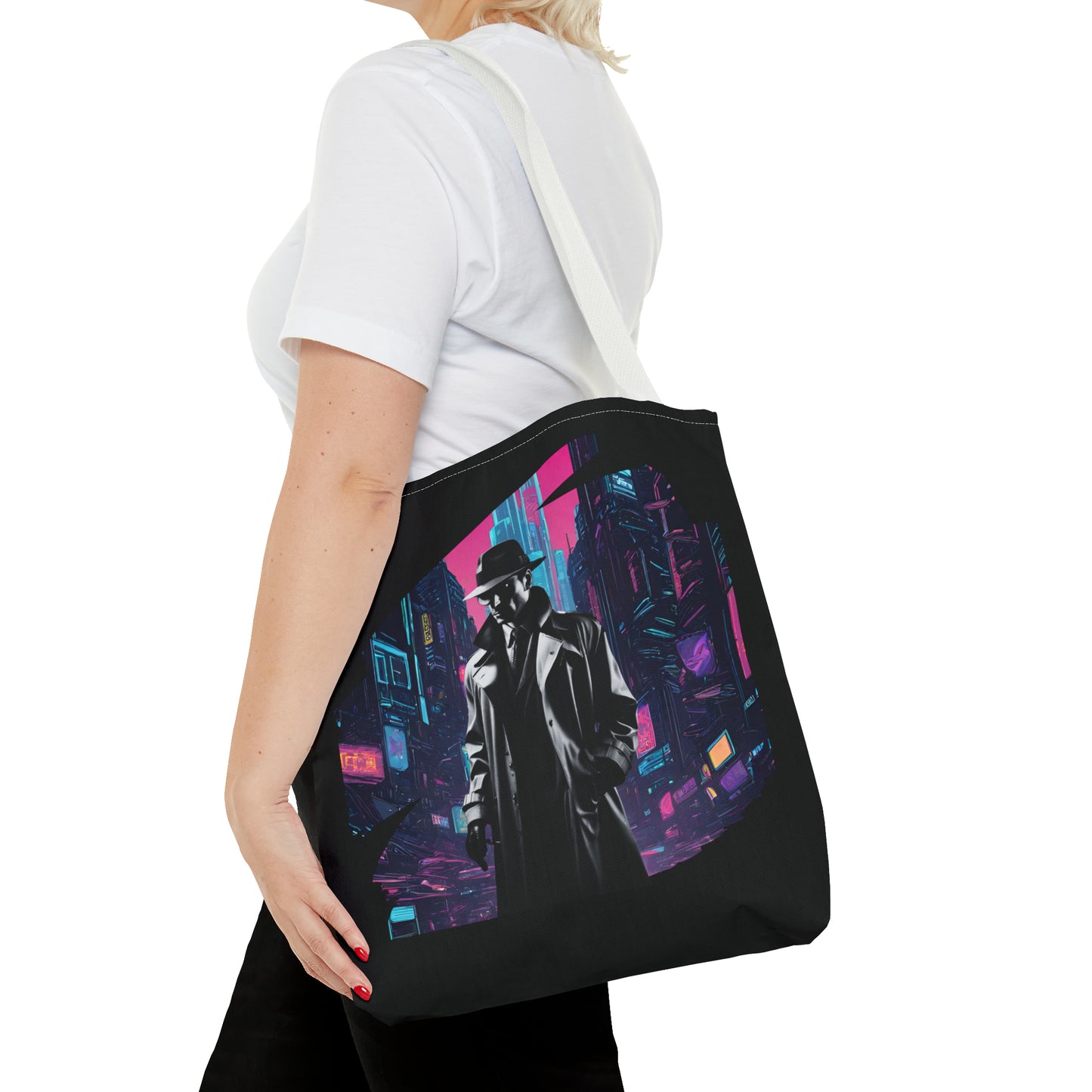 Cyberpunk Chic  Film Noir Detective AOP Tote Bag