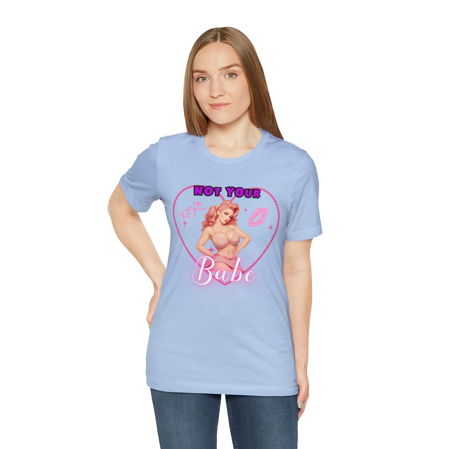 Vintage Pink Pinup Girl "Not Your Babe" on a Bella+Canva 3001 Unisex Jersey T-Shirt - A Must-Have Gift for her