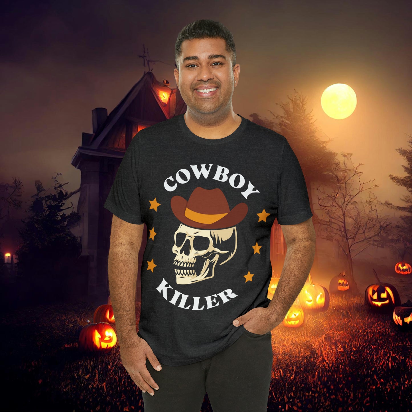 Cowboy Killer Retro Halloween Unisex Jersey Short Sleeve Tee Gifts for Him Gifts for Her