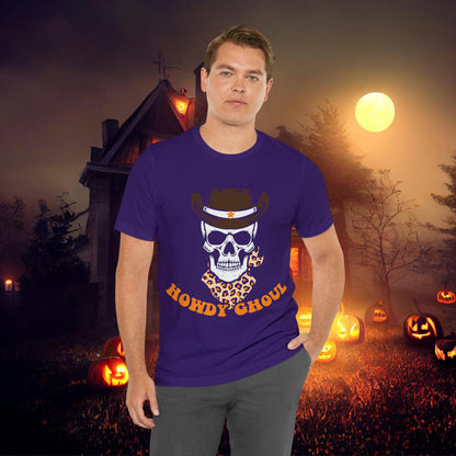 Howdy Ghoul Skeleton Sheriff Retro Halloween Unisex Jersey Short Sleeve Tee Gifts for her