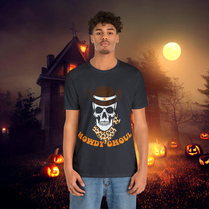 Howdy Ghoul Skeleton Sheriff Retro Halloween Unisex Jersey Short Sleeve Tee Gifts for her