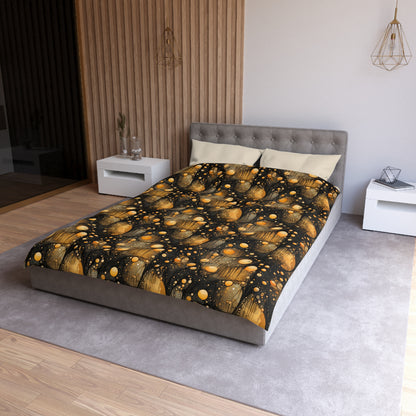 Halloween Yellow Orange Floating Blobs and Dark Microfiber Duvet Cover