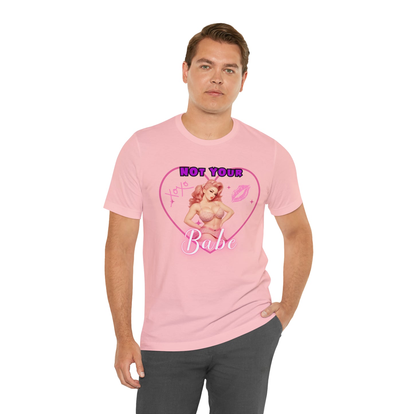 Vintage Pink Pinup Girl "Not Your Babe" on a Bella+Canva 3001 Unisex Jersey T-Shirt - A Must-Have Gift for her