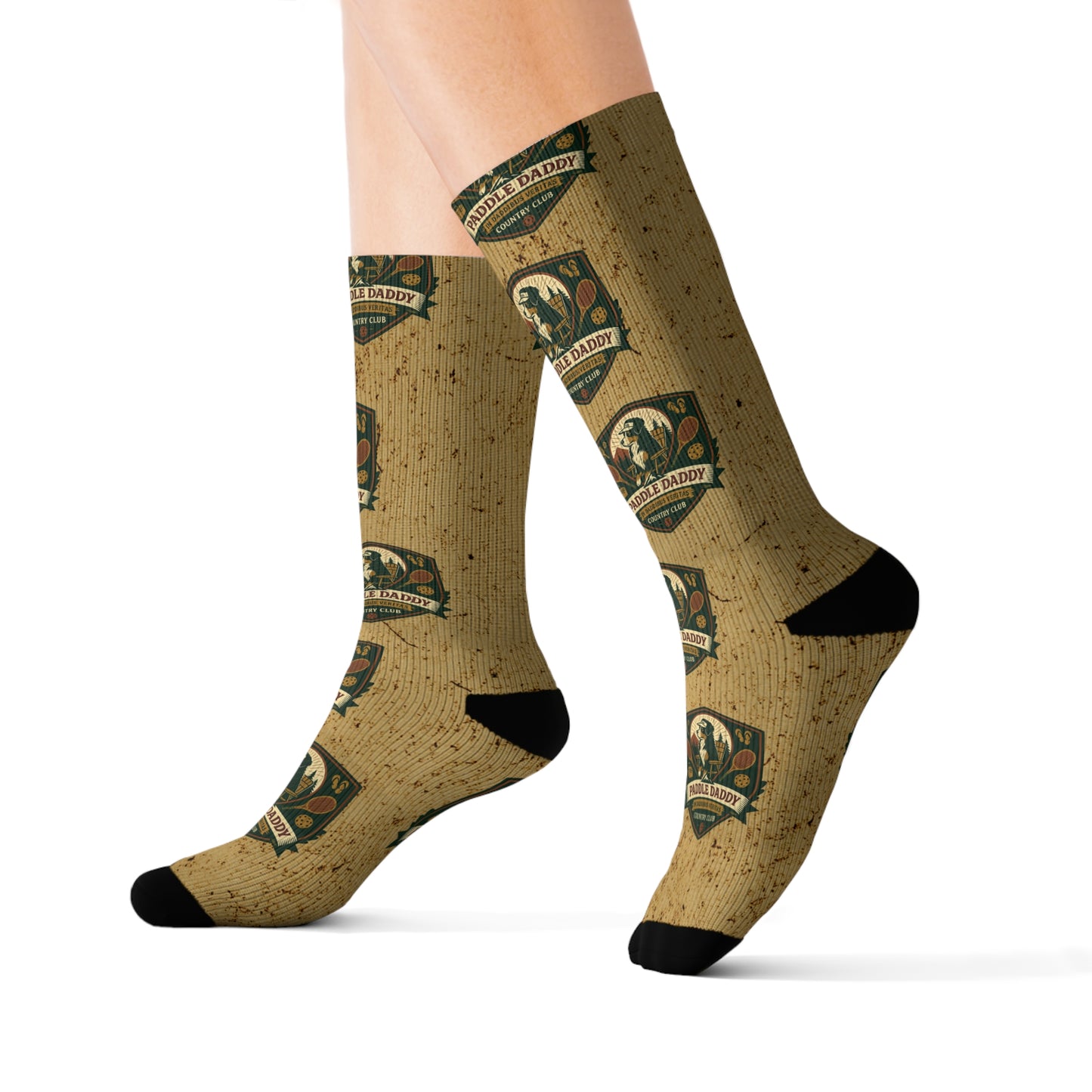 Paddle Daddy Country Club Socks – Chloe-Stamped Lore for Your Feet Rustic Camp-Themed Sublimation Socks, Cozy Adventure Gift, Hiking Accessories, Camping Gear, Unique Sock Design