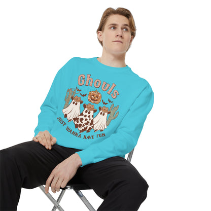 Ghouls Just Wanna Have Fun Western Halloween Unisex Garment-Dyed Sweatshirt
