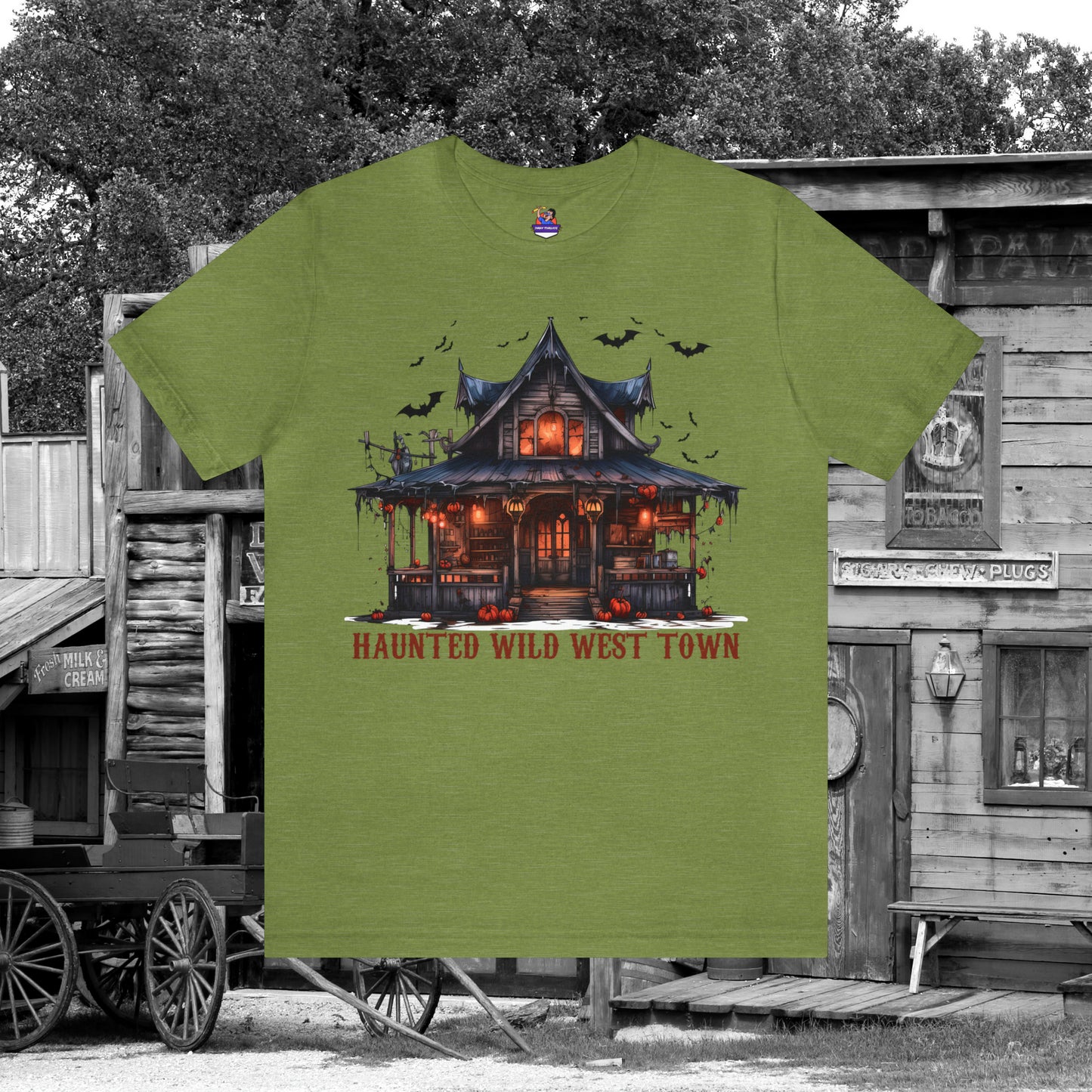 Haunted Wild West Town Halloween Western Unisex Jersey Short Sleeve Tee Gifts for Him Gifts For Her