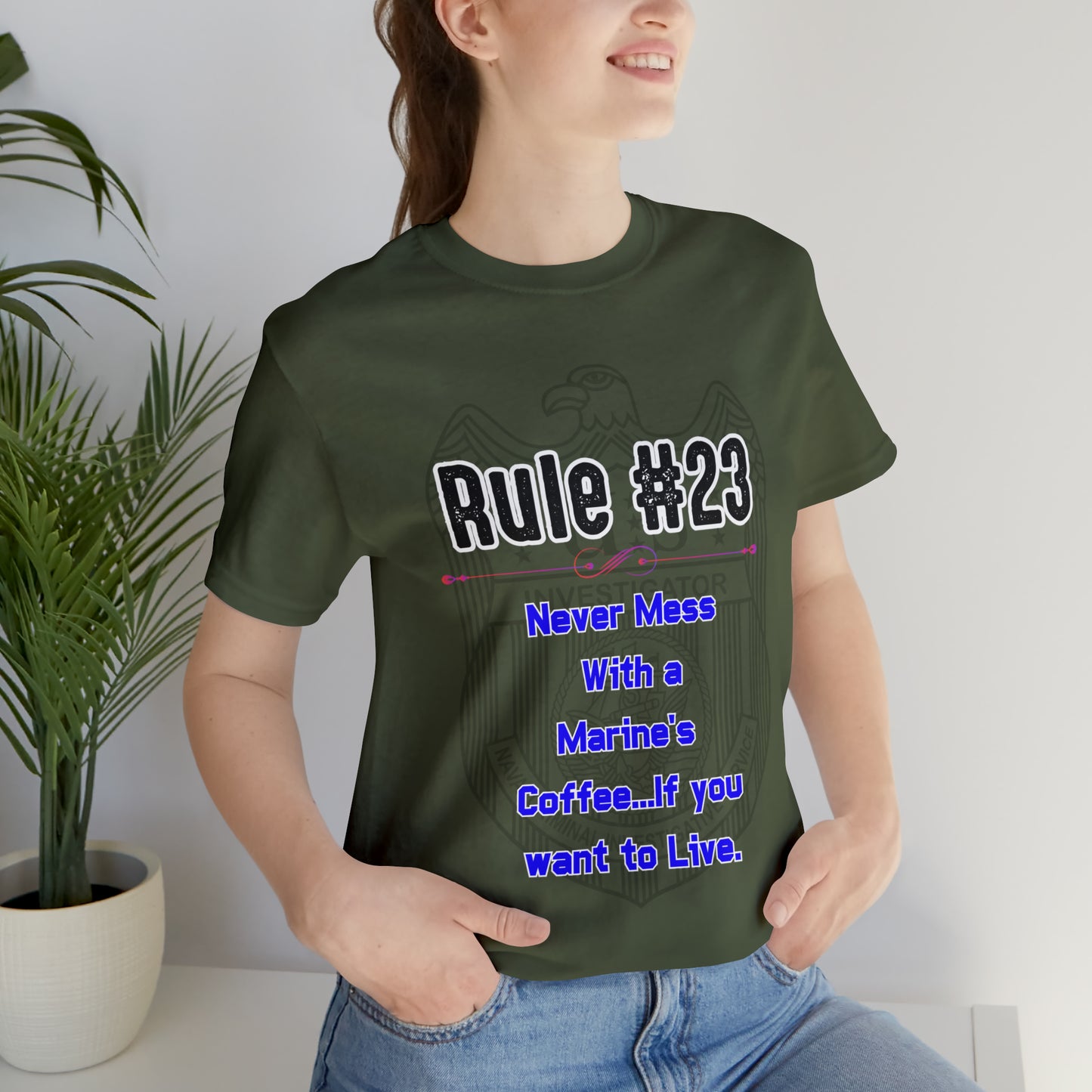 Rules of Gibbs #23 Never Mess with a Marine's Coffee Unisex Jersey Short Sleeve Tee