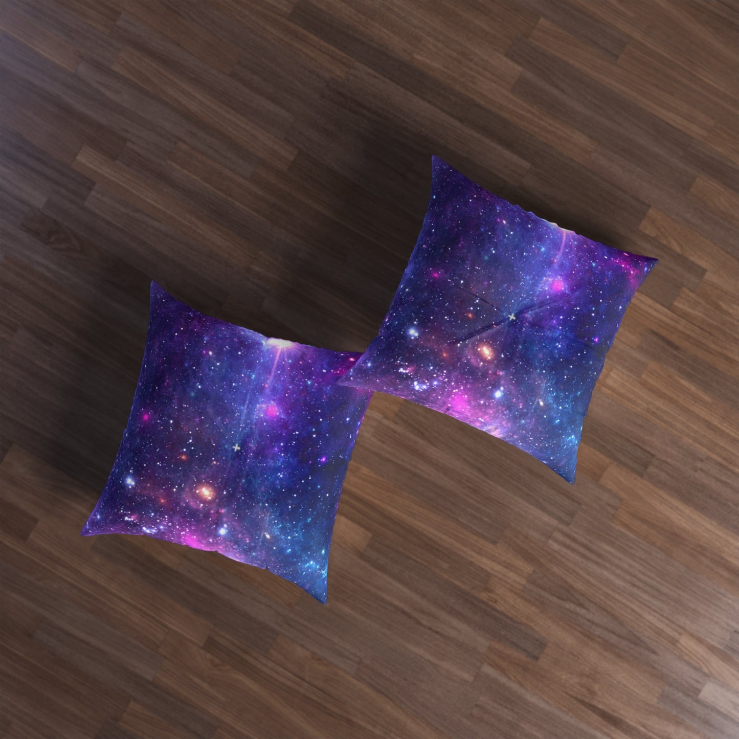 Purple Beyond the Stars Outer Space Out of this World Tufted Floor Pillow, Square