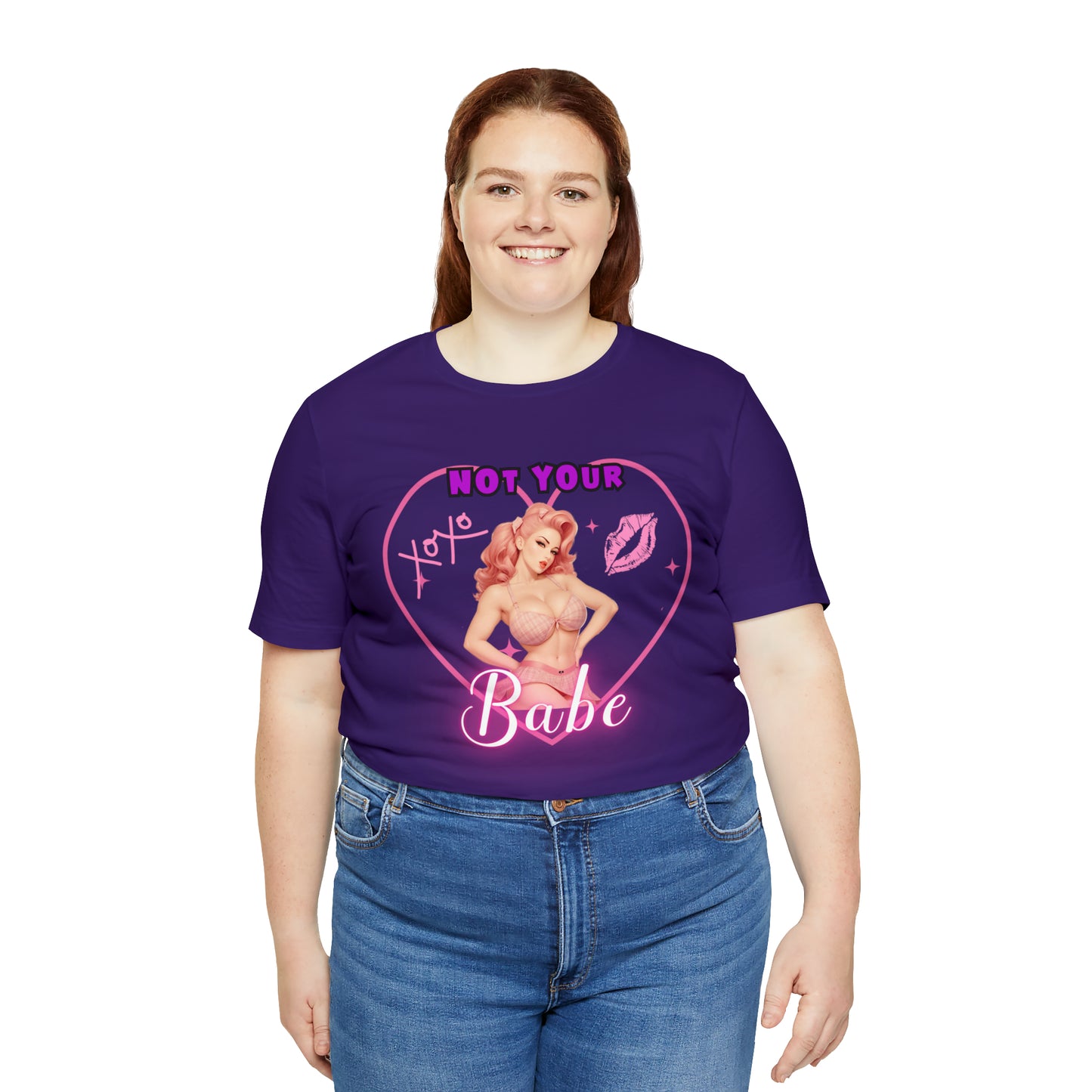 Vintage Pink Pinup Girl "Not Your Babe" on a Bella+Canva 3001 Unisex Jersey T-Shirt - A Must-Have Gift for her