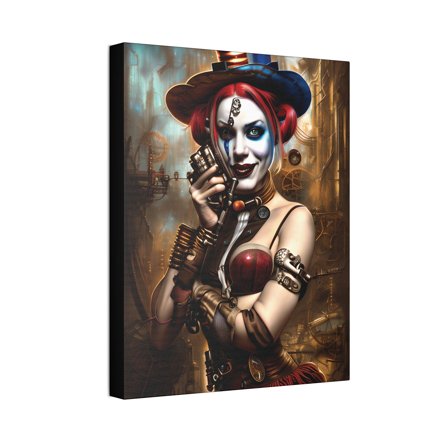 Hyper Realistic Steampunk Harley Quinn Canvas Stretched, 1.5''