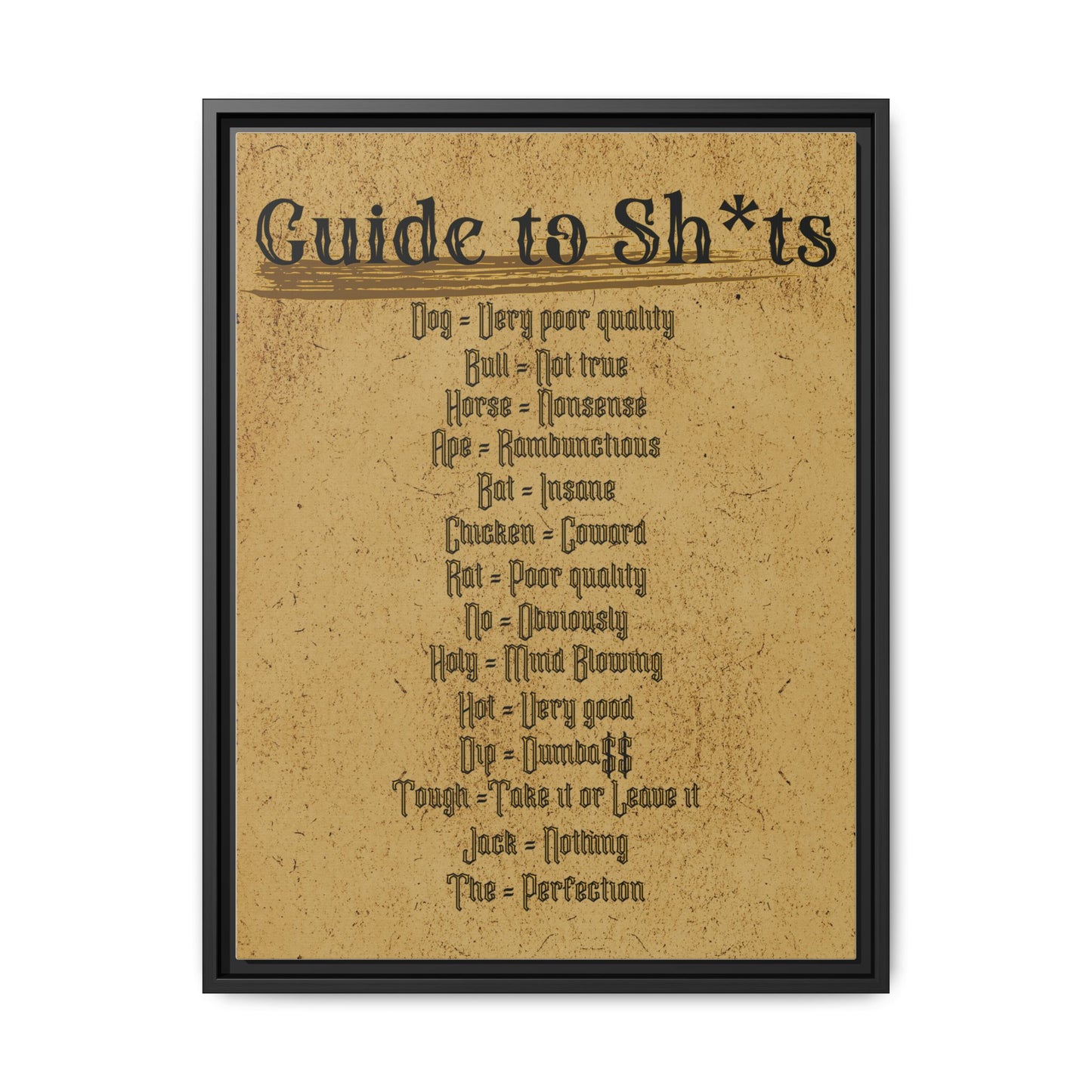 Guide to Sh*ts Framed Wall Art Print, Humorous Decor, Office Wall Art, Gift for Friends, Humor, Unique Housewarming Gift