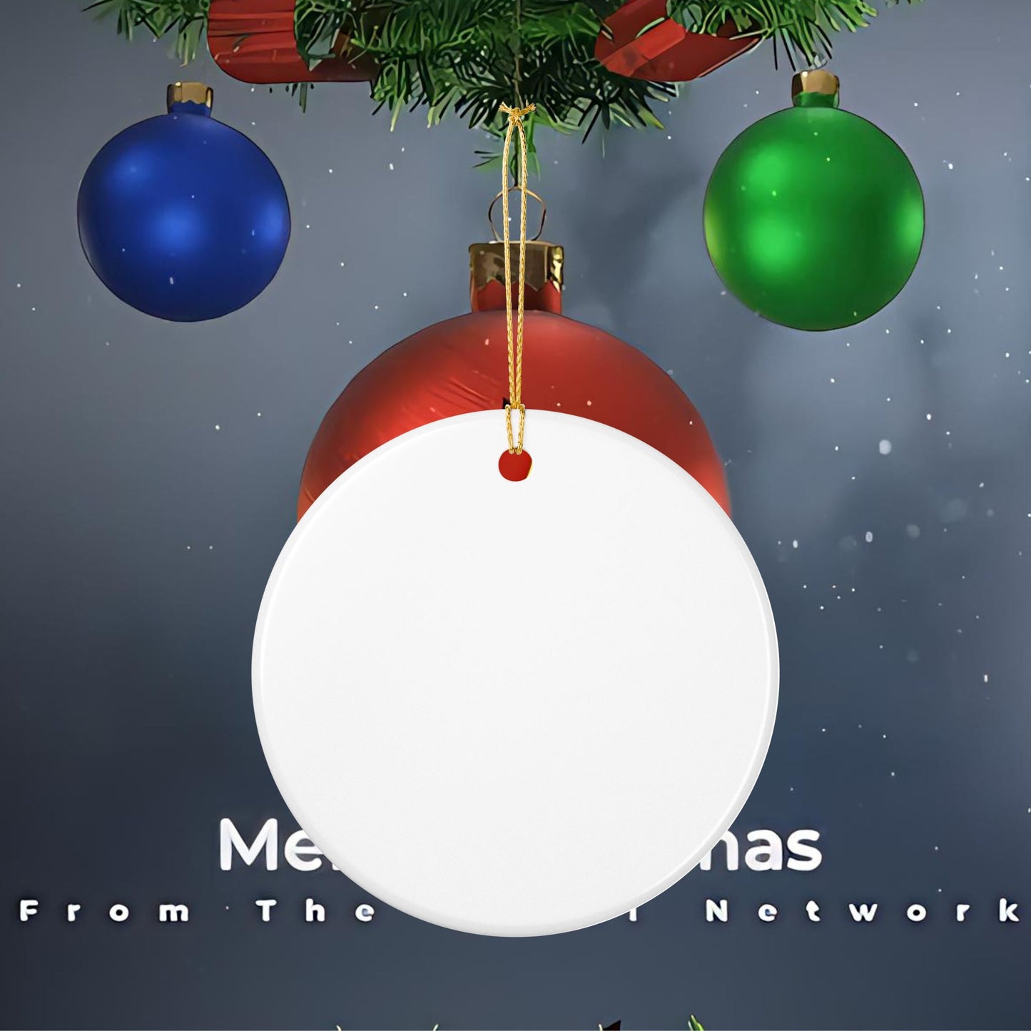 Ceramic Ornament — 'Merry Sessmas' Holiday Tree Decoration (Shuli Network Knit Design)