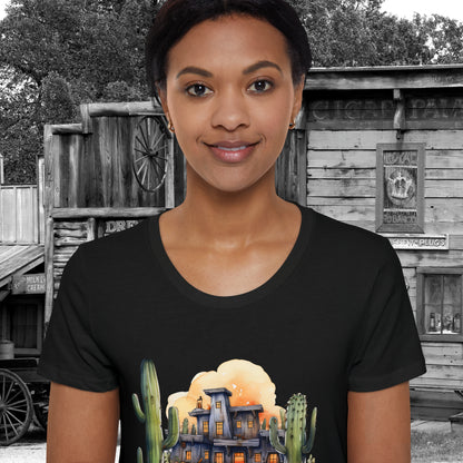 Desert Ghost Town Spooks Western Halloween Women's Organic Short Sleeve T-Shirt Gifts for Her
