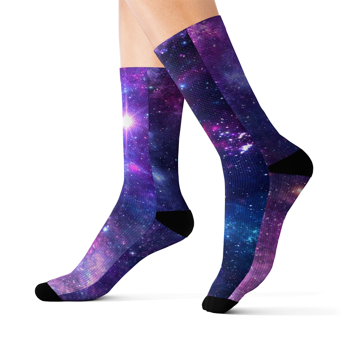 Purple Beyond the Stars Outer Space Out of this World Sublimation Socks