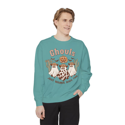 Ghouls Just Wanna Have Fun Western Halloween Unisex Garment-Dyed Sweatshirt