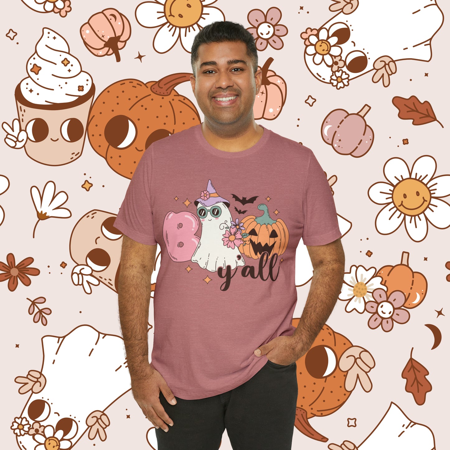 Retro Groovy Boo Y'all Unisex Jersey Short Sleeve Tee Halloween Gifts for Her Gifts for Him