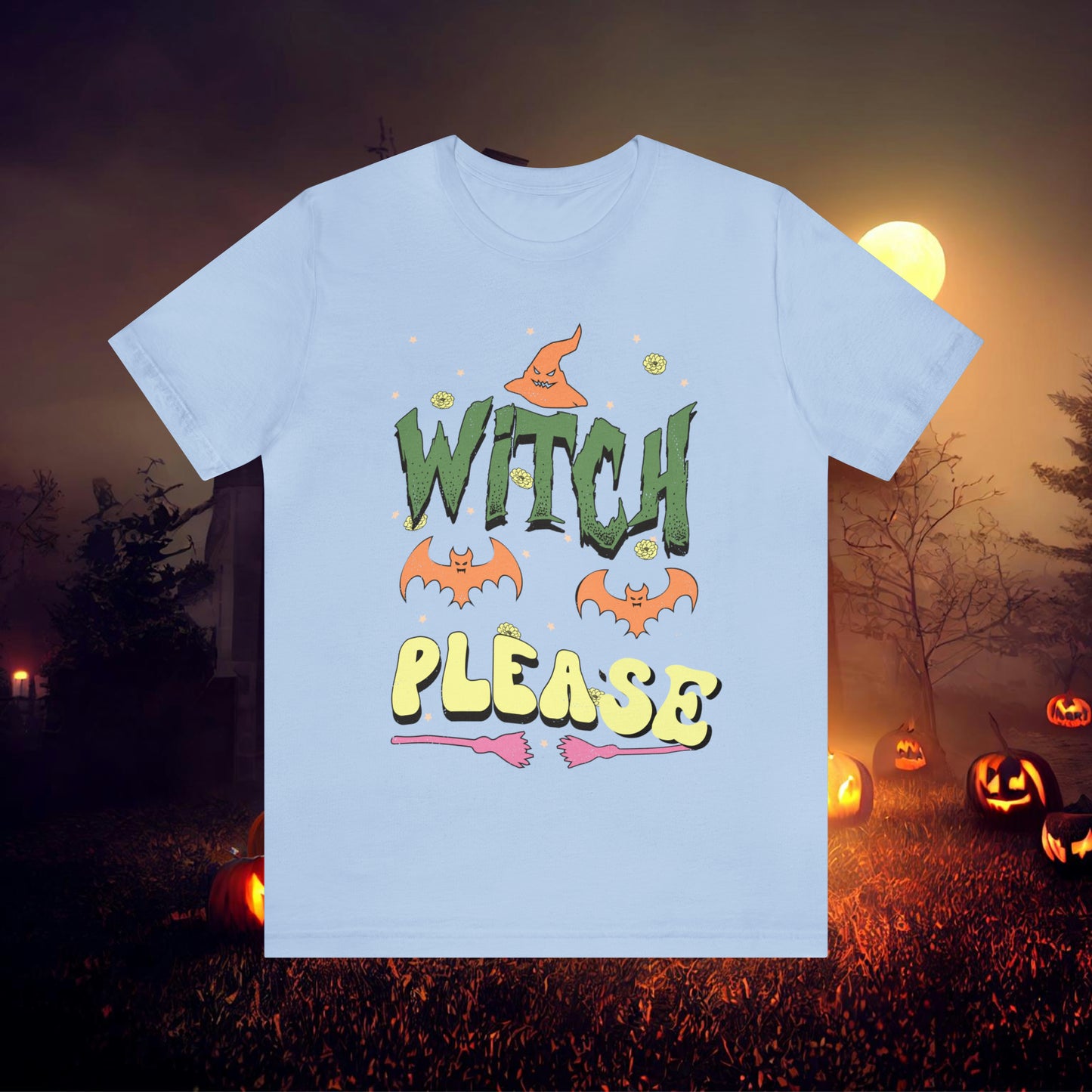 Witch Please Retro Groovy Halloween Unisex Jersey Short Sleeve Tee Gifts for Her Gifts for him