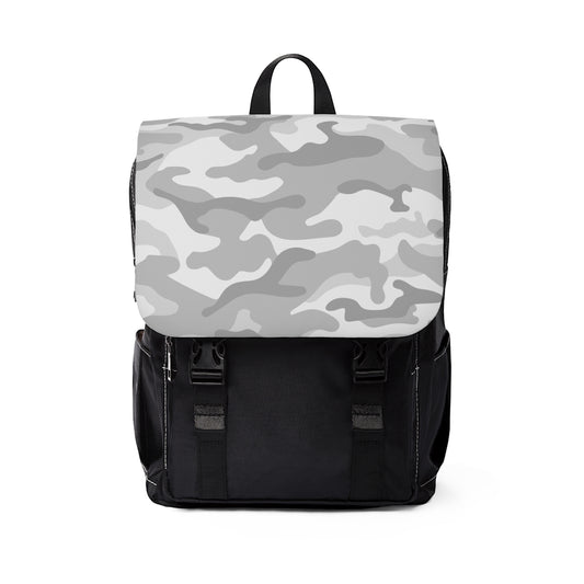 Grey Camo Back to School Unisex Casual Shoulder Backpack