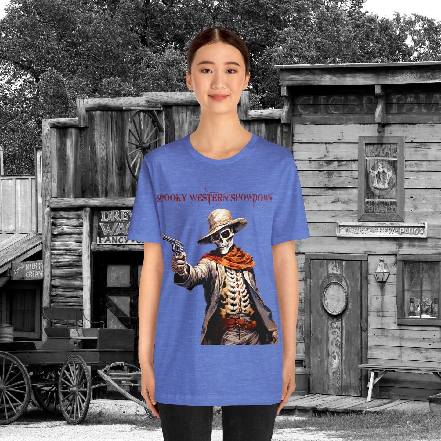 Spooky Western Showdown Western Halloween Unisex Jersey Short Sleeve Tee Gifts For Her Gifts For Him