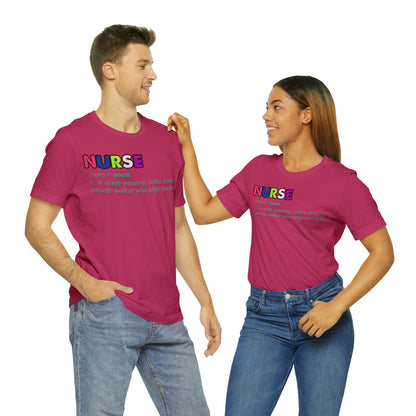 Definition of a Nurse Unisex Jersey Tee Bella+Canvas 3001 Healthcare Gift Medical Students, Soft Fabric, Various Sizes Available