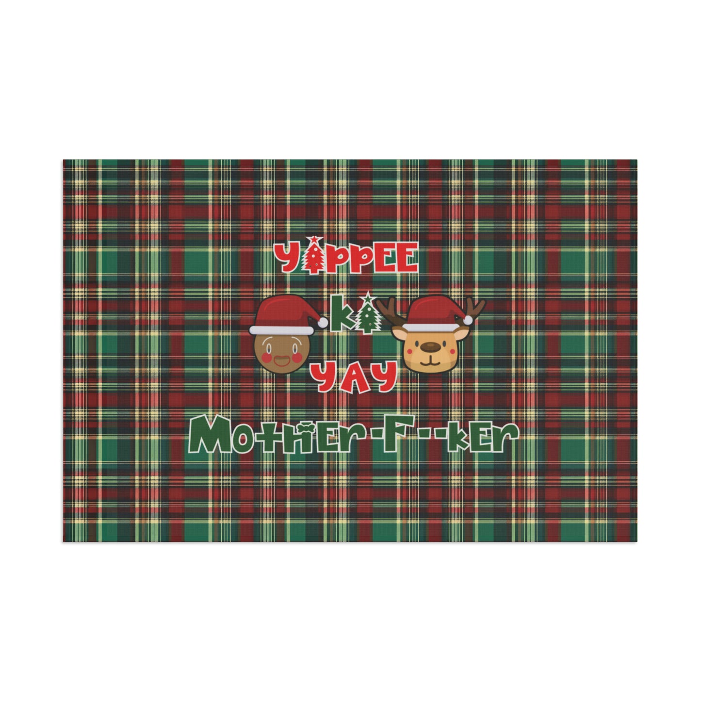 Die Hard Inspired Christmas House Flag | Yippee Ki Yay Mother-F--ker | Festive Plaid Pattern | Holiday Outdoor Decor