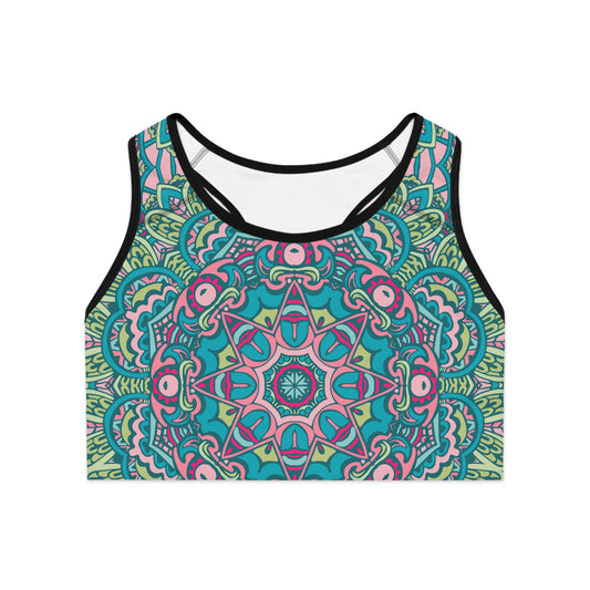 Green and Blue Boho Vibes Sports Bra - AOP Design for Stylish Support Sports Bra (AOP)