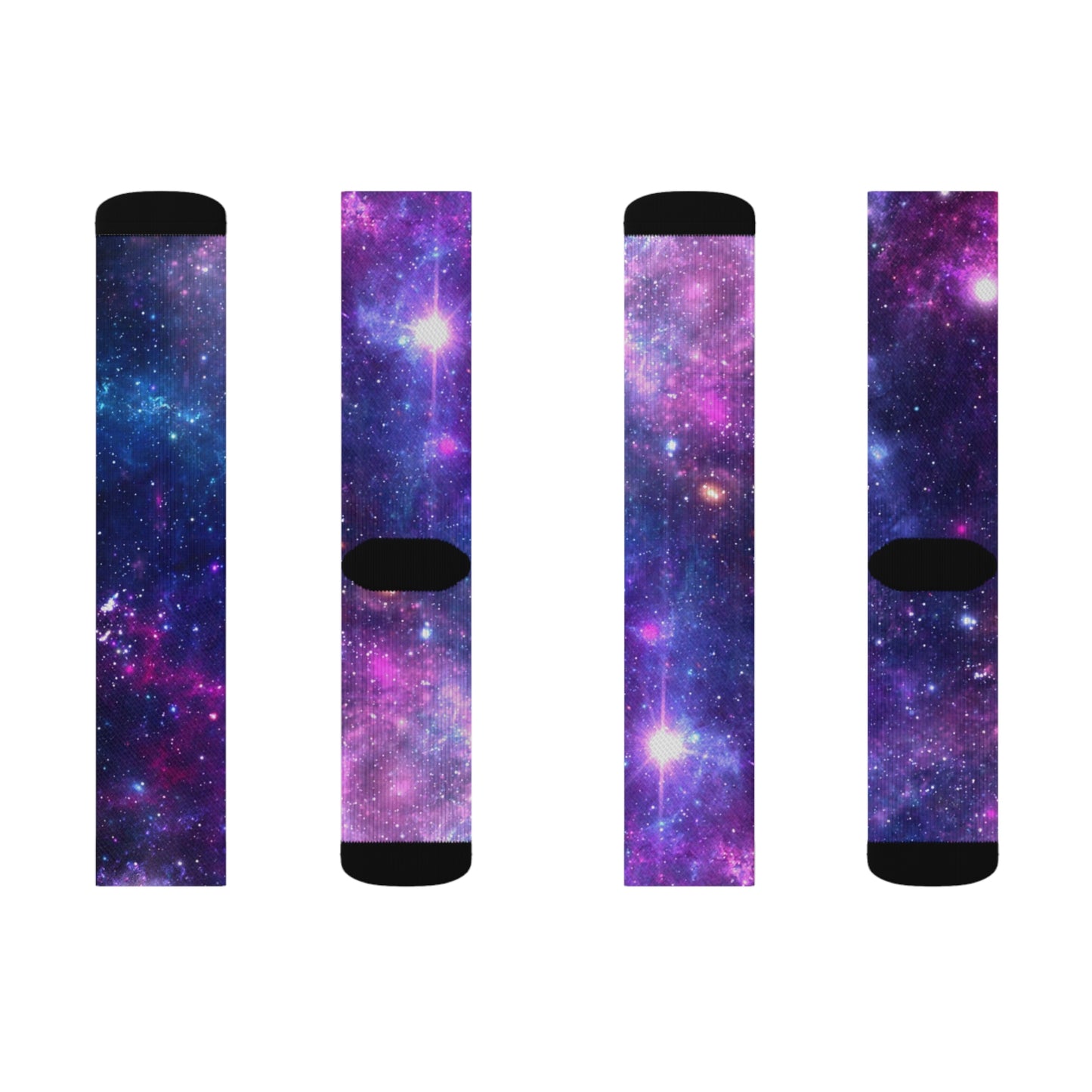 Purple Beyond the Stars Outer Space Out of this World Sublimation Socks