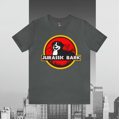 Jurassic Bark Bernese Mountain Dog, Custom/ Unisex Jersey Short Sleeve Tee