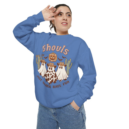 Ghouls Just Wanna Have Fun Western Halloween Unisex Garment-Dyed Sweatshirt