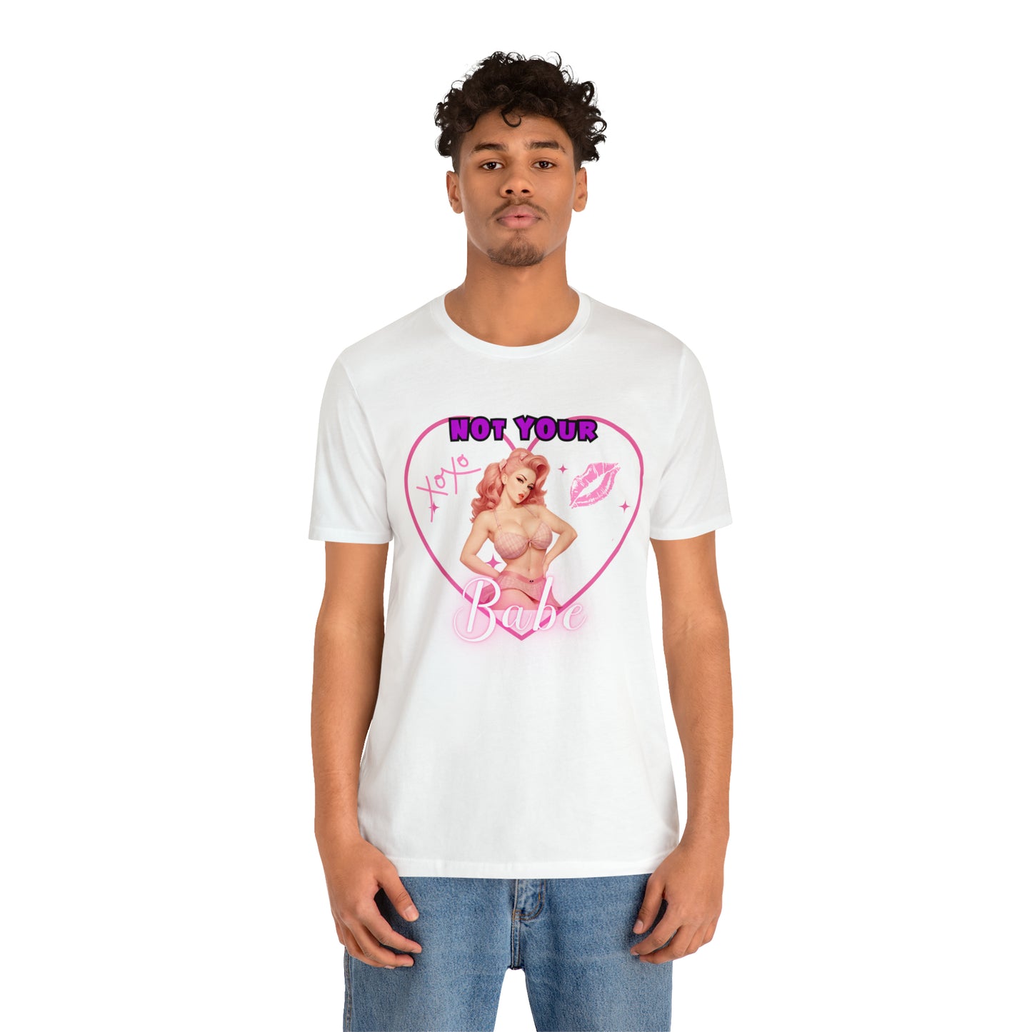 Vintage Pink Pinup Girl "Not Your Babe" on a Bella+Canva 3001 Unisex Jersey T-Shirt - A Must-Have Gift for her