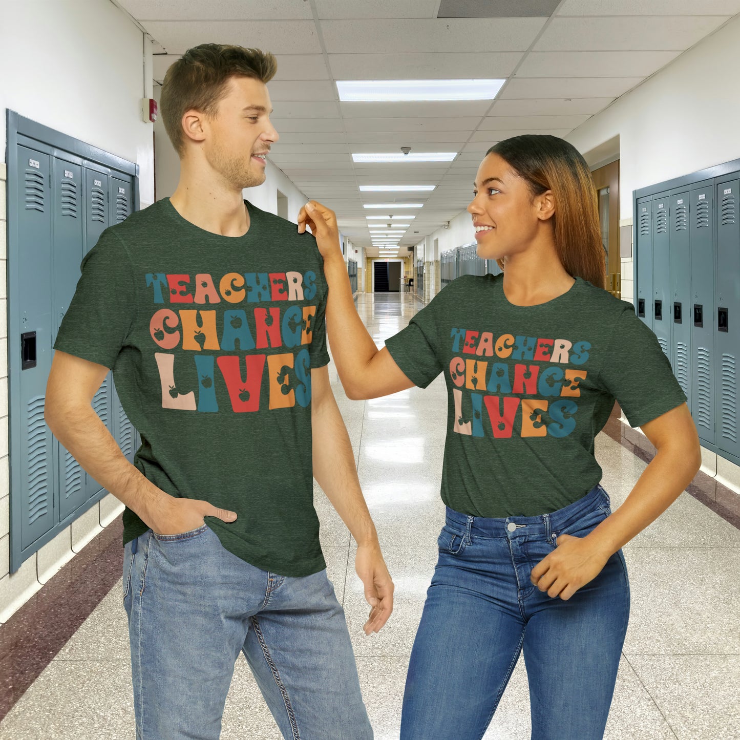 Colorful Teachers Change Lives Back to School Unisex Jersey Short Sleeve Tee Gifts for him, Gifts for Her