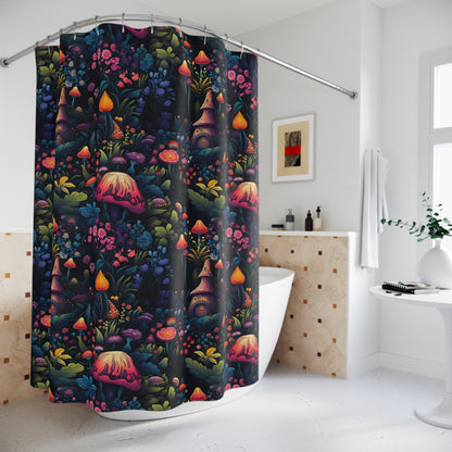 Fairy Tale Magical Forest With Colorful Mushrooms Polyester Shower Curtain