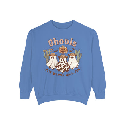 Ghouls Just Wanna Have Fun Western Halloween Unisex Garment-Dyed Sweatshirt