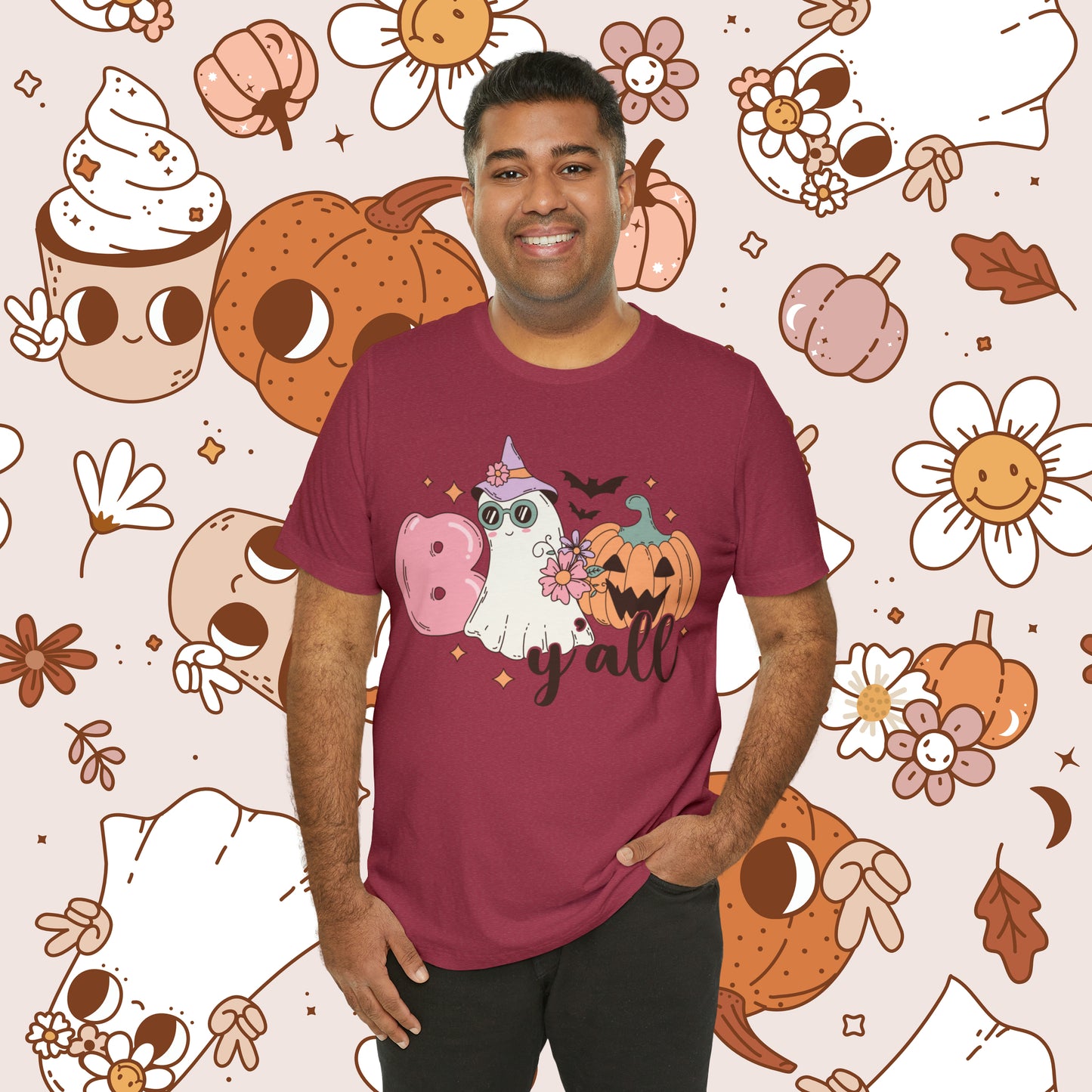 Retro Groovy Boo Y'all Unisex Jersey Short Sleeve Tee Halloween Gifts for Her Gifts for Him