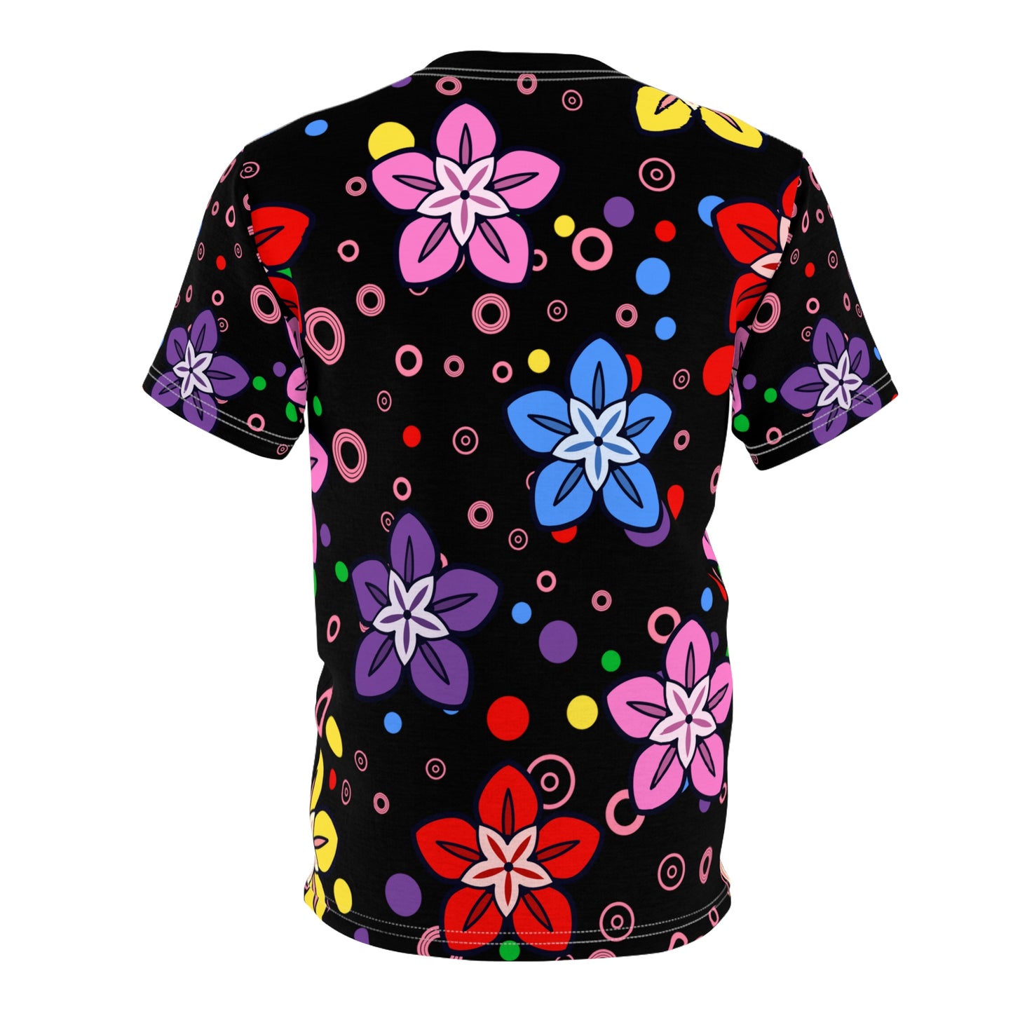 Retro Colorful Flowers Unisex Cut & Sew Tee (AOP)