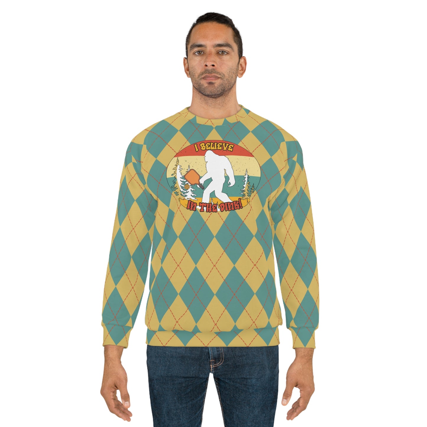 Vintage Rhombus Bigfoot Pickleball Unisex Sweatshirt - Believe in the Dink with Style!