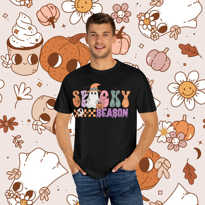 Spooky Season Retro Groovy Halloween Unisex Garment-Dyed T-shirt Gifts for Her Gifts for Him