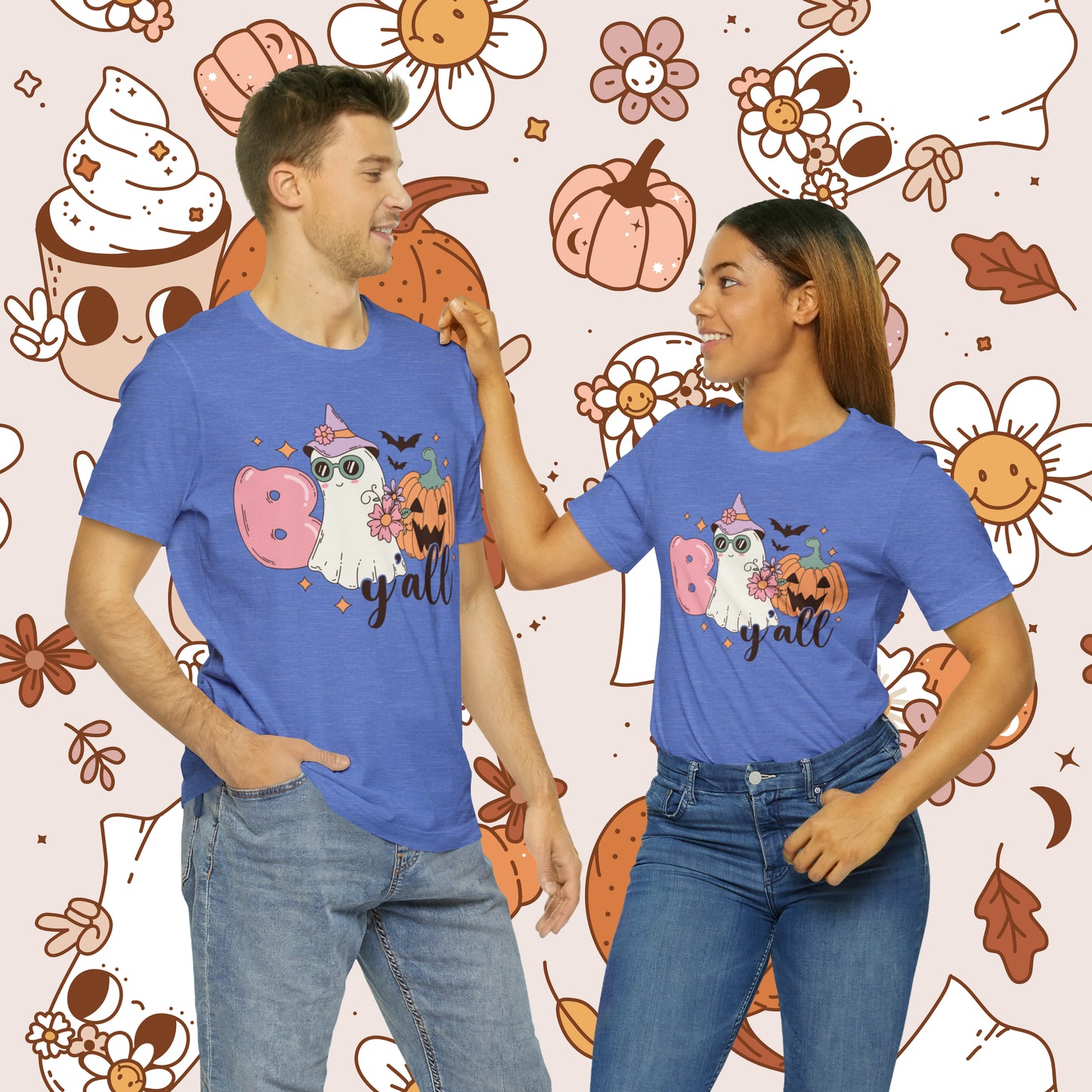 Retro Groovy Boo Y'all Unisex Jersey Short Sleeve Tee Halloween Gifts for Her Gifts for Him