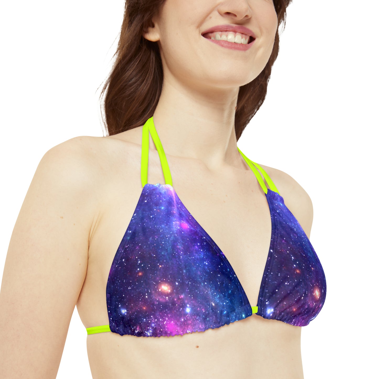 Purple Beyond the Stars Outer Space Out of this World Strappy Bikini Set (AOP)