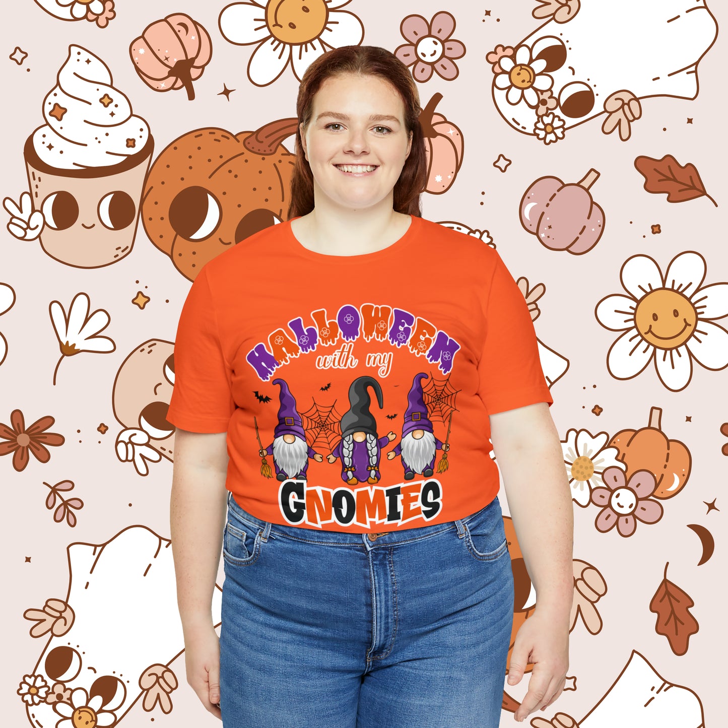 Halloween with my Gnomies Unisex Jersey Short Sleeve Tee Gifts for Him Gifts for Her