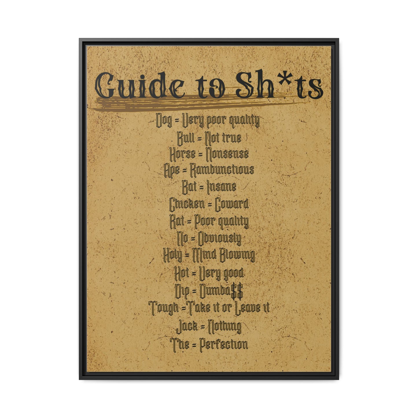 Guide to Sh*ts Framed Wall Art Print, Humorous Decor, Office Wall Art, Gift for Friends, Humor, Unique Housewarming Gift