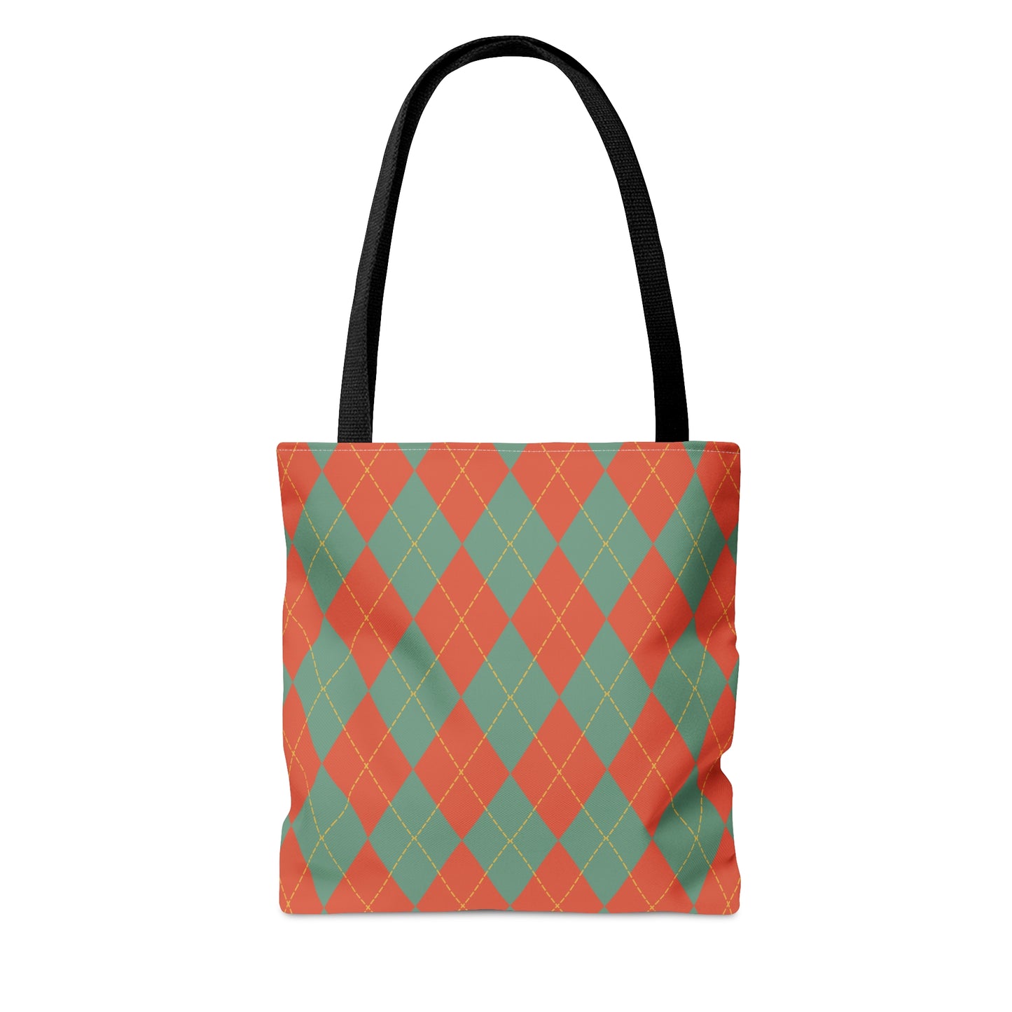 Vintage Green and Orange Rhombus pattern Fall Tote Bag (AOP) - Embrace Autumn's Beauty on the Go