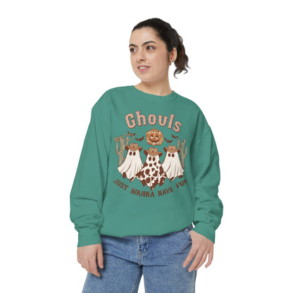 Ghouls Just Wanna Have Fun Western Halloween Unisex Garment-Dyed Sweatshirt