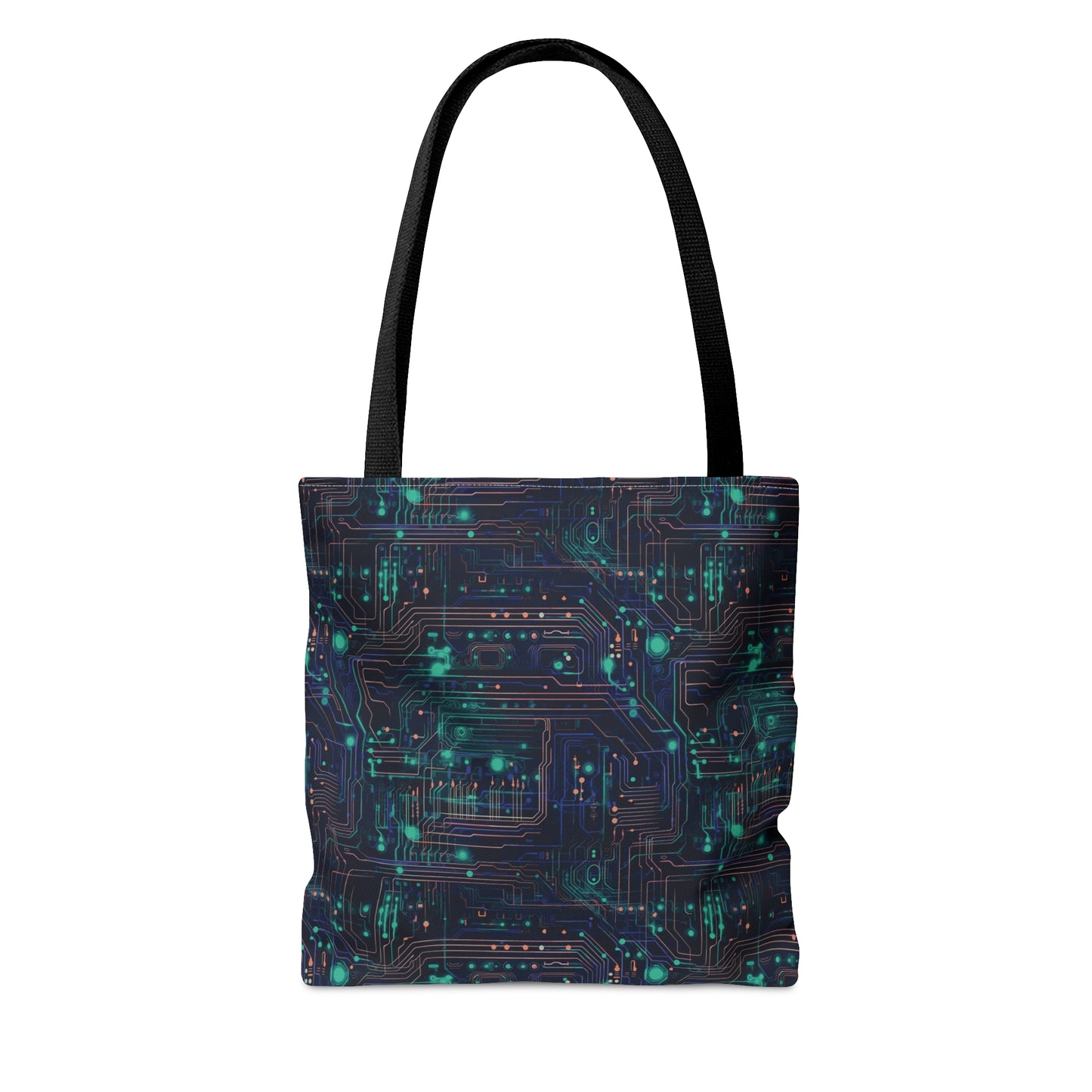 Cyberpunk Chic: Neon Circuit Board All Over Print Tote Bag