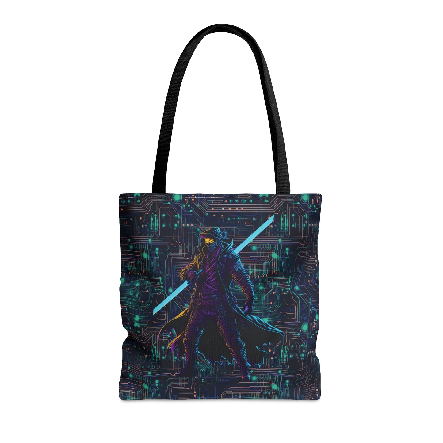 Cyberpunk Chic: Neon Circuit Board All Over Print Tote Bag