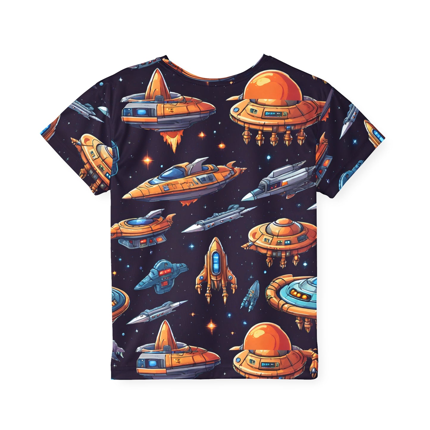 Launch into Playtime: All Over Print Kid Sport Jersey with Space Ships