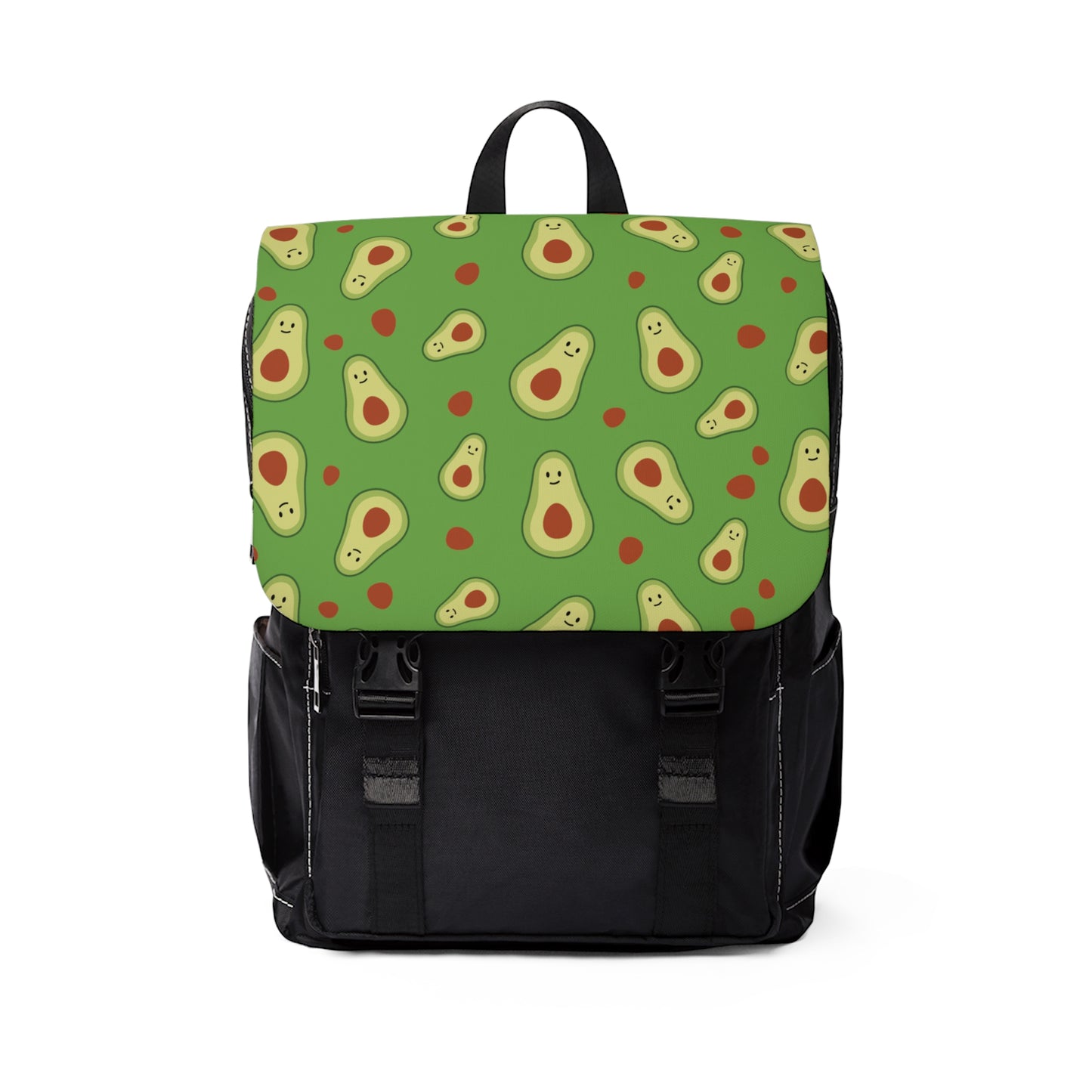 Raining Avocadoes on a Green Background Back to School Unisex Casual Shoulder Backpack