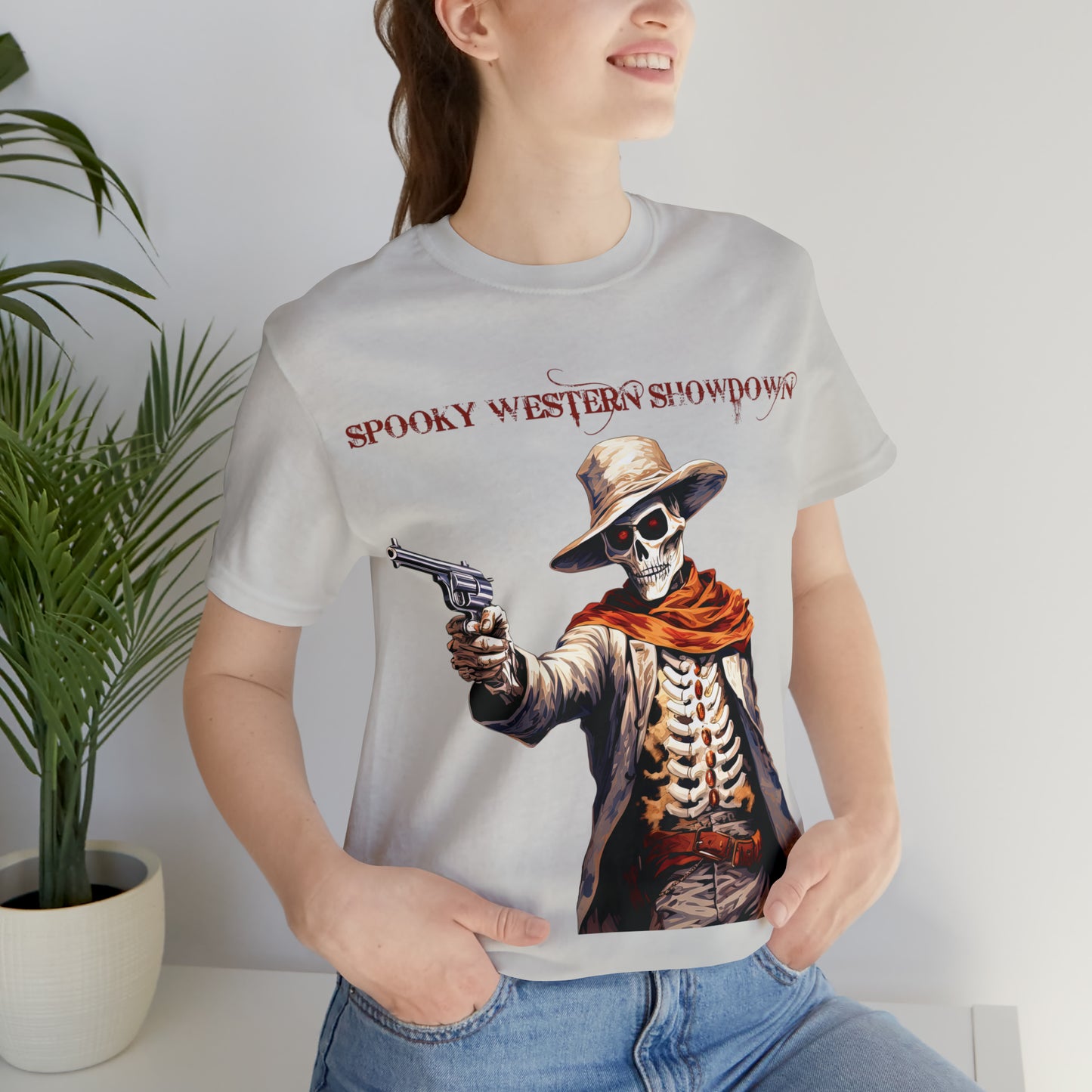 Spooky Western Showdown Western Halloween Unisex Jersey Short Sleeve Tee Gifts For Her Gifts For Him