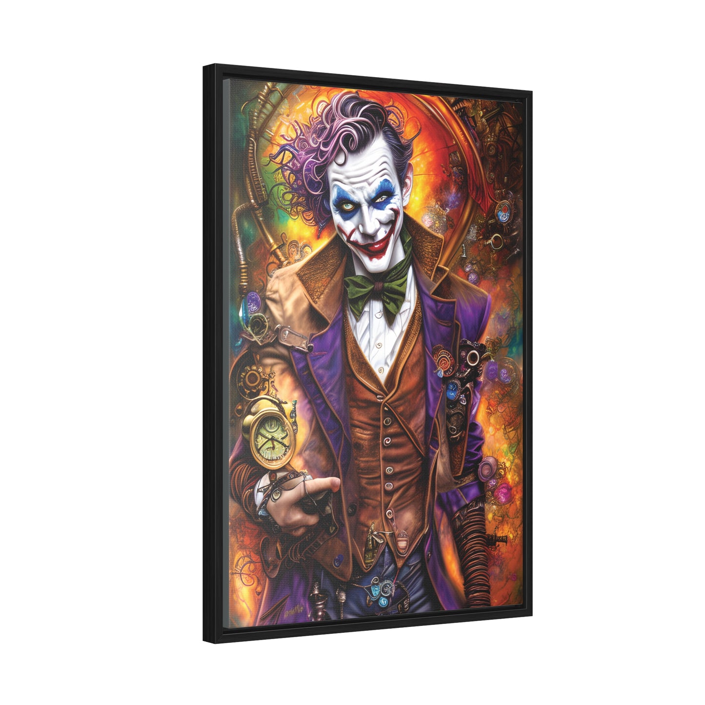 Steampunk-Joker-Hearts-Tribal-Fractal Gallery Canvas Wraps, Vertical Frame