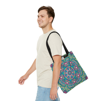 Green and Blue Boho Vibes Tote Bag - AOP Design for Stylish Carrying